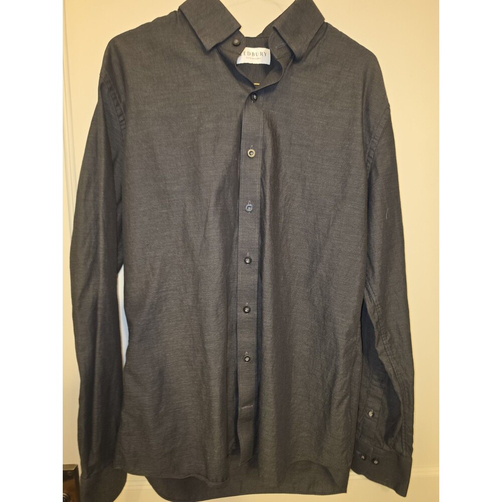 Mens Ledbury Fine Shirtmakers Long Sleeve  Black Button Up Shirt Size 16